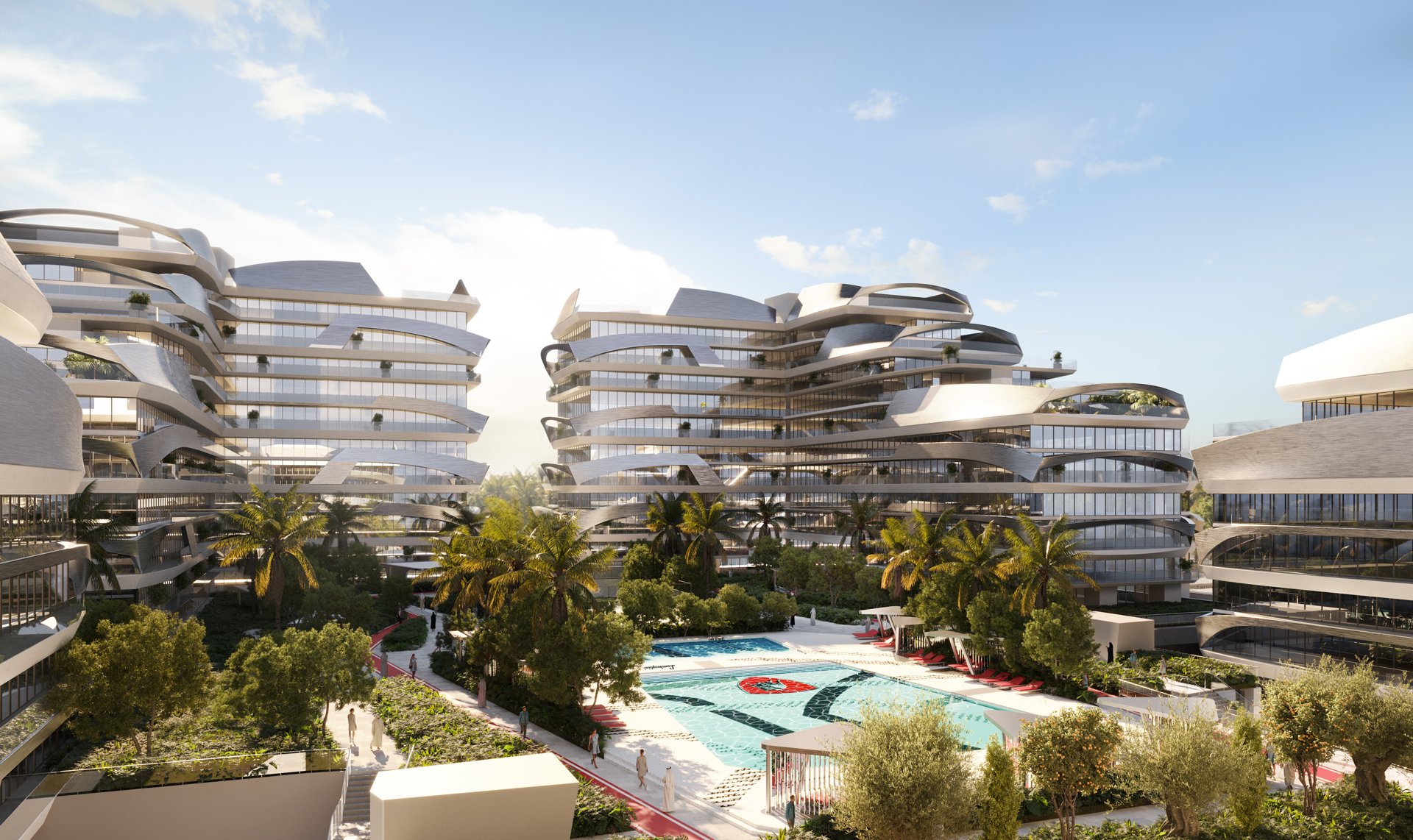 Tonino Lamborghini Residences amenities courtyard and pool